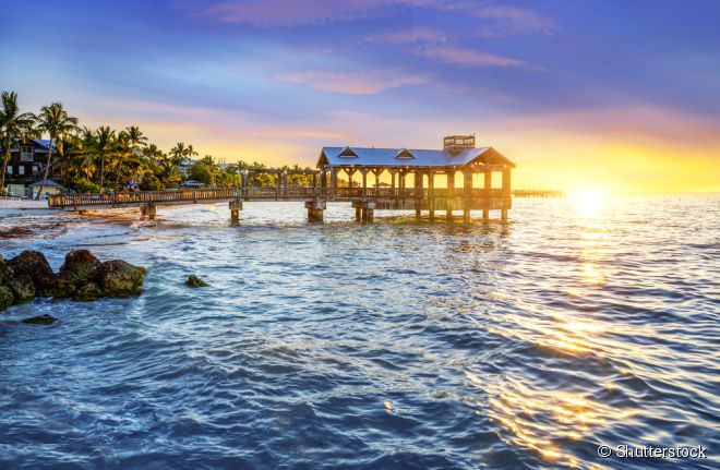 A ilha artificial de Sunset Key fica a mais ou menos 450 quilômetros da cidade de Key West